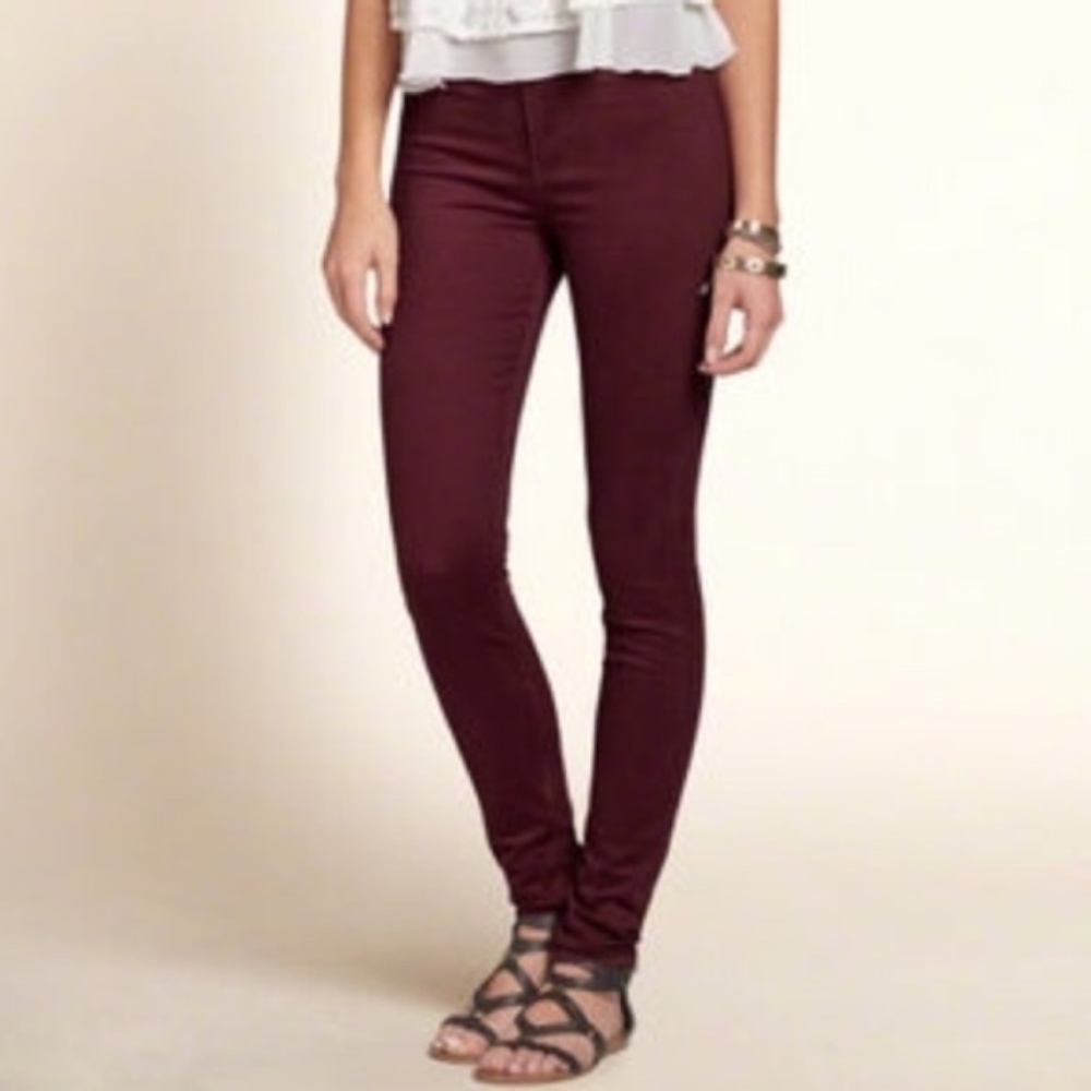 Hollister Burgundy High Rise Jean Legging Size 25